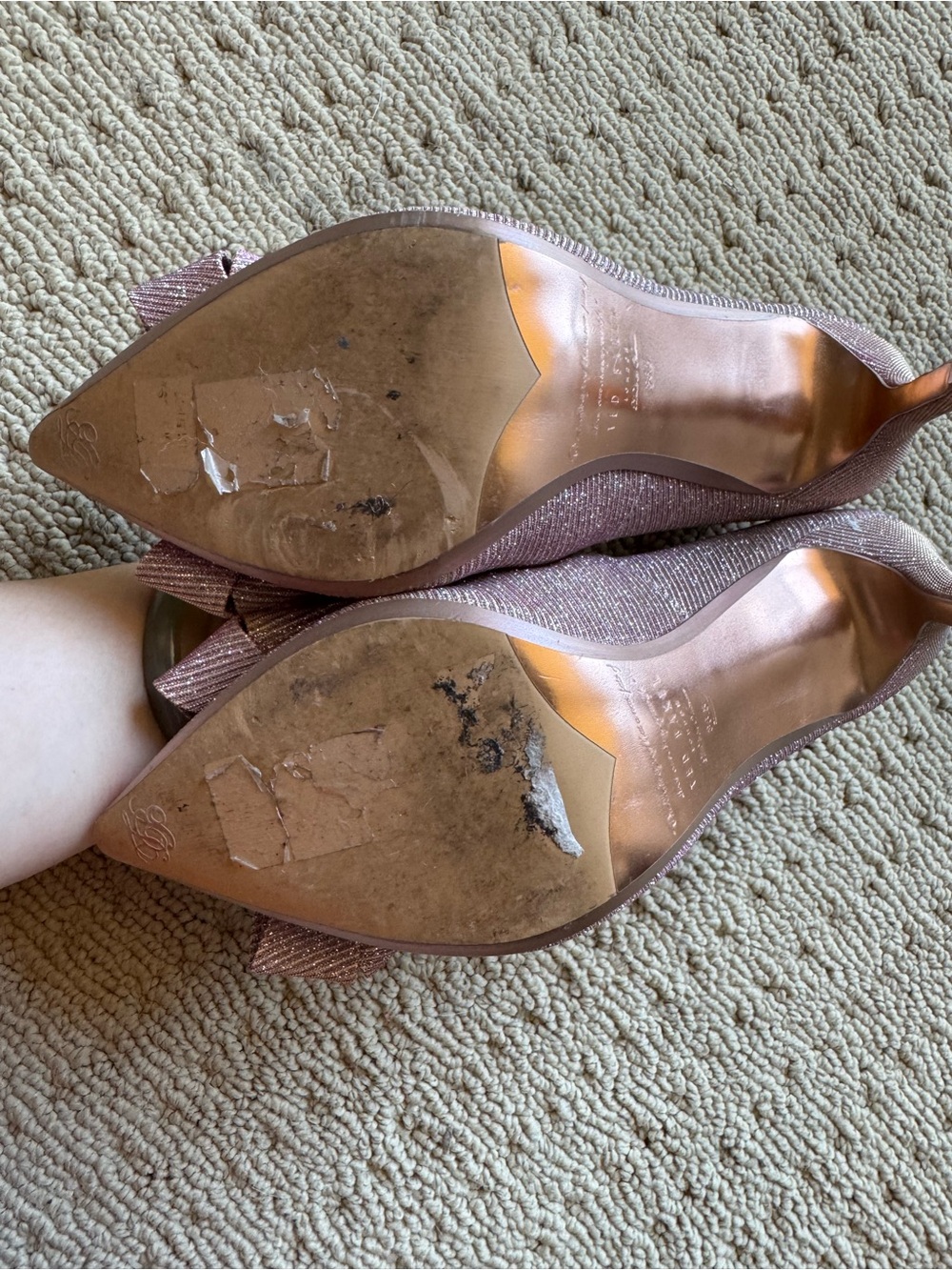 Ted Baker Precious Rose Pink Glitter Pointed Bow Pumps 36.5 - Picture 3 of 8